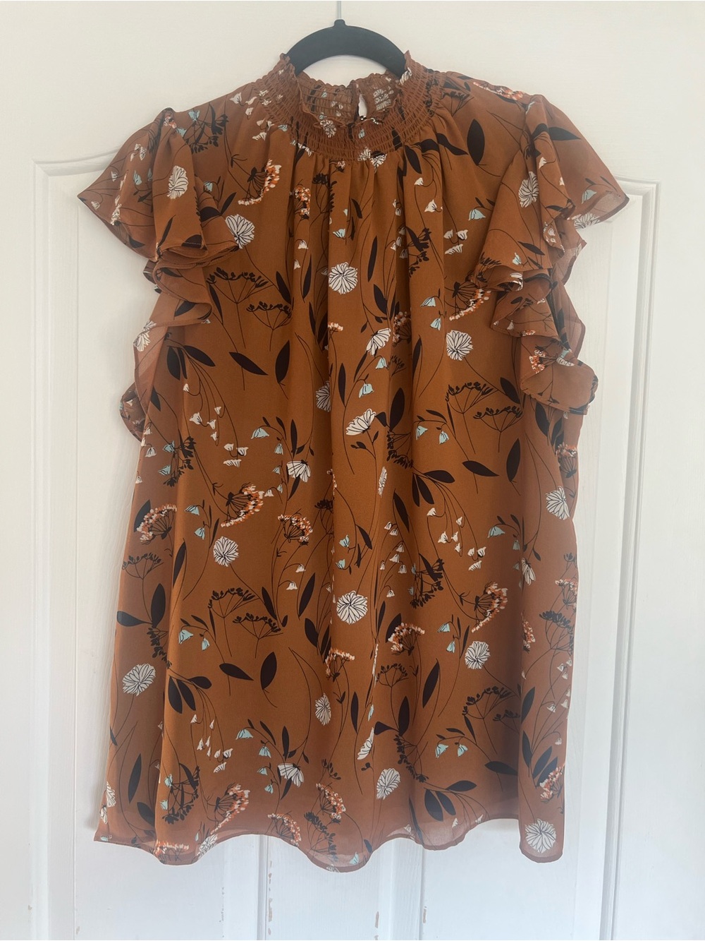 Ricki's Rust Floral Ruffle Sleeve Blouse